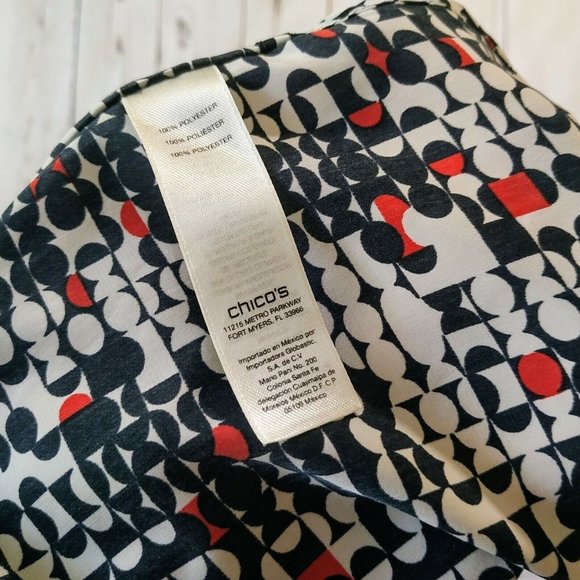 Chico's Travelers Geometric Top sz 0 Small Sleeveless EUC Red Black Chicos - Picture 7 of 7